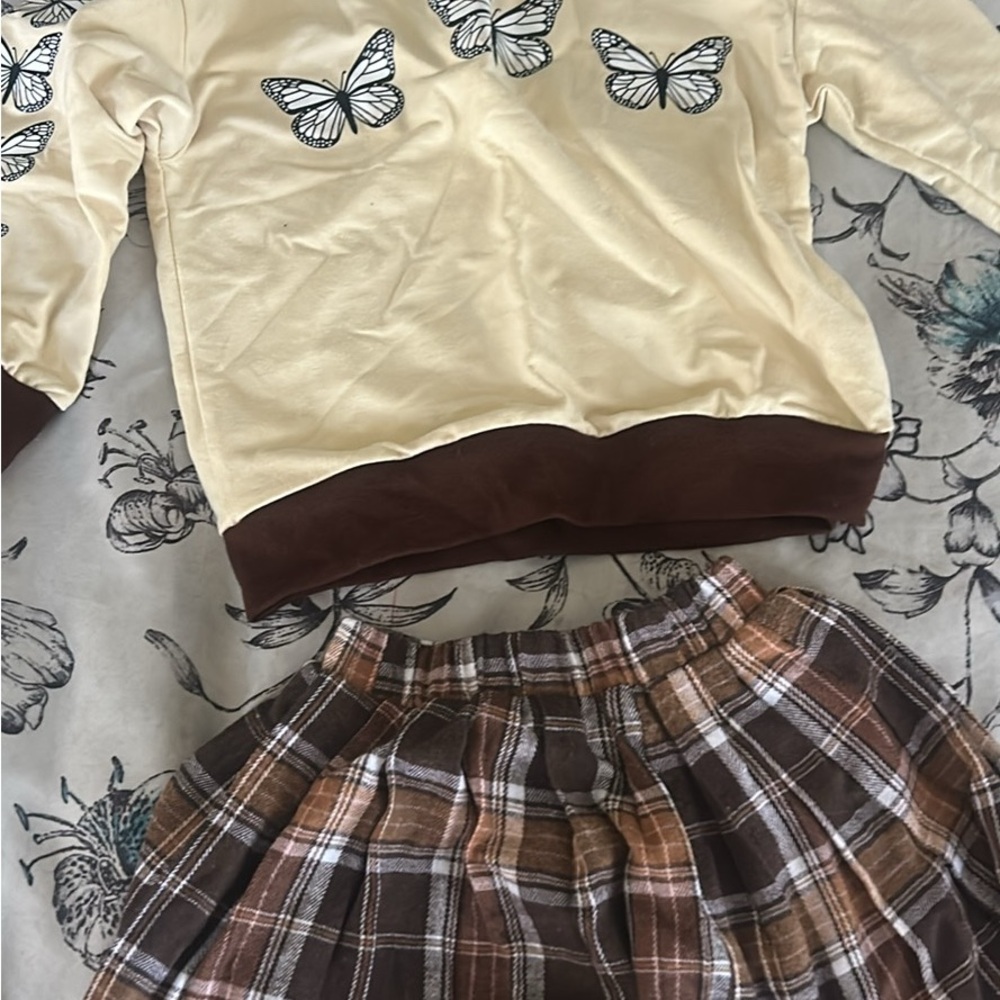 Plaid Brown and Tan Kids Skirt